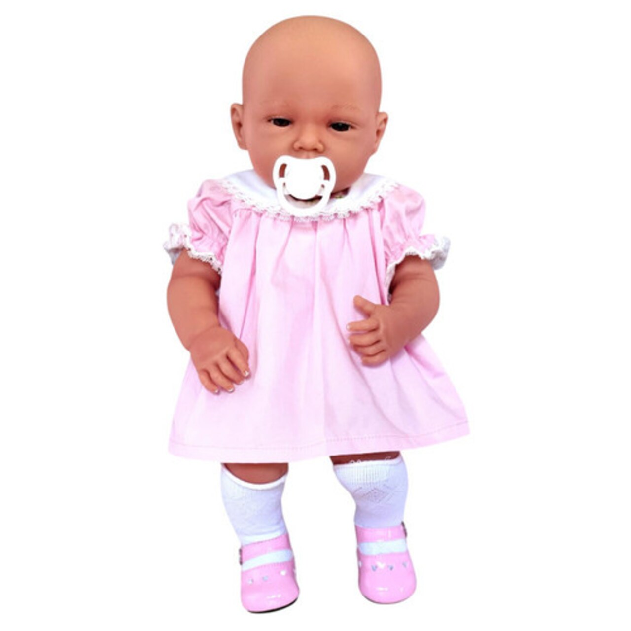 Lil’ Snugglers® 16-Inch Baby Doll in Pink Dress – Soft Cloth Body for Snuggling and Cuddles| Brown Eyes